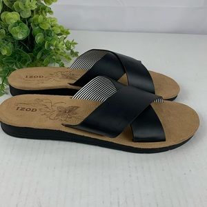 IZOD black cross strap sandals